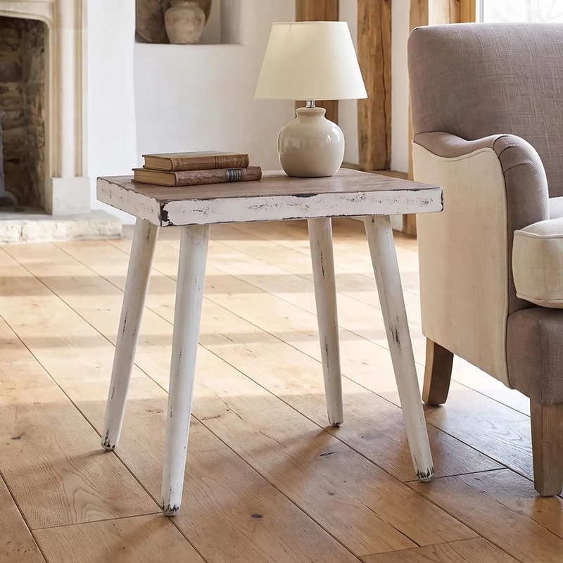 Photo 1 of Jeff side table - distressed white - mango wood Photo 1 of Jeff side table - distressed white - mango wood