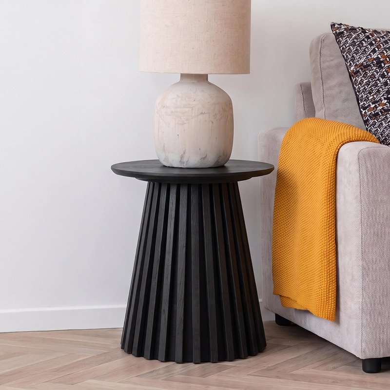 Photo 1 of Osaka oak side table - round - slatted base - black Photo 1 of Osaka oak side table - round - slatted base - black