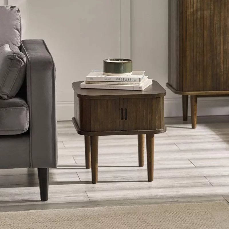 Photo 1 of Arya ribbed dark oak side table Photo 1 of Arya ribbed dark oak side table