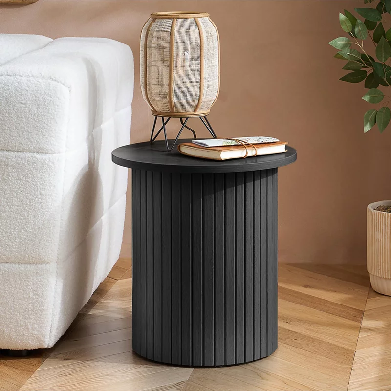Photo 1 of Axel round side table - black fluted Photo 1 of Axel round side table - black fluted