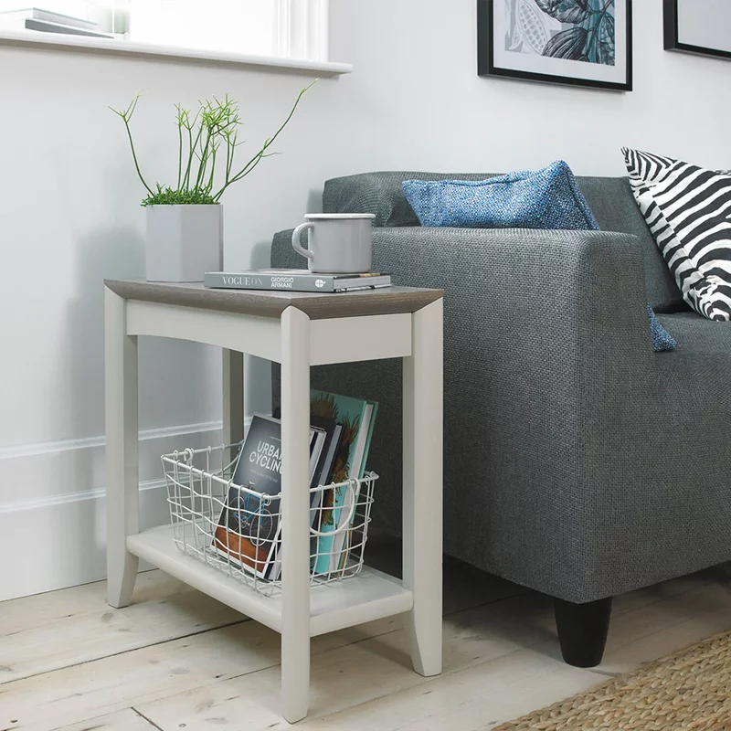 Photo 1 of Bergen grey washed oak & soft grey side table Photo 1 of Bergen grey washed oak & soft grey side table