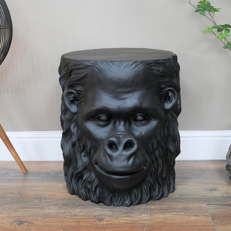 Photo 1 of Side table - black gorilla - resin - metal Photo 1 of Side table - black gorilla - resin - metal