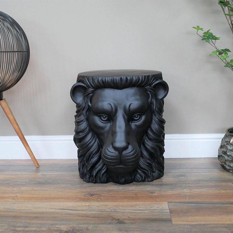 Photo 1 of Side table - black lion - resin Photo 1 of Side table - black lion - resin