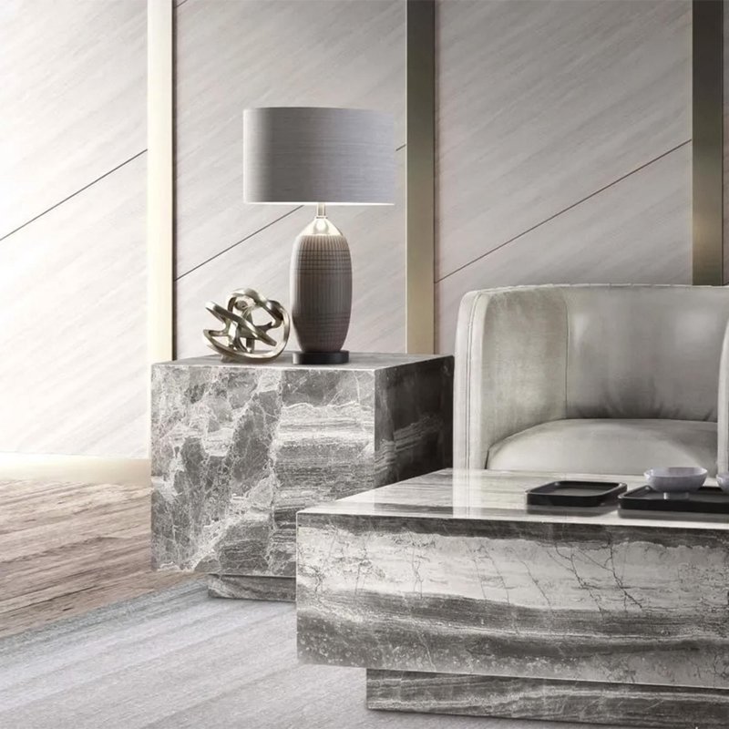 Photo 1 of Box lamp table - marble - variation available Photo 1 of Box lamp table - marble - variation available