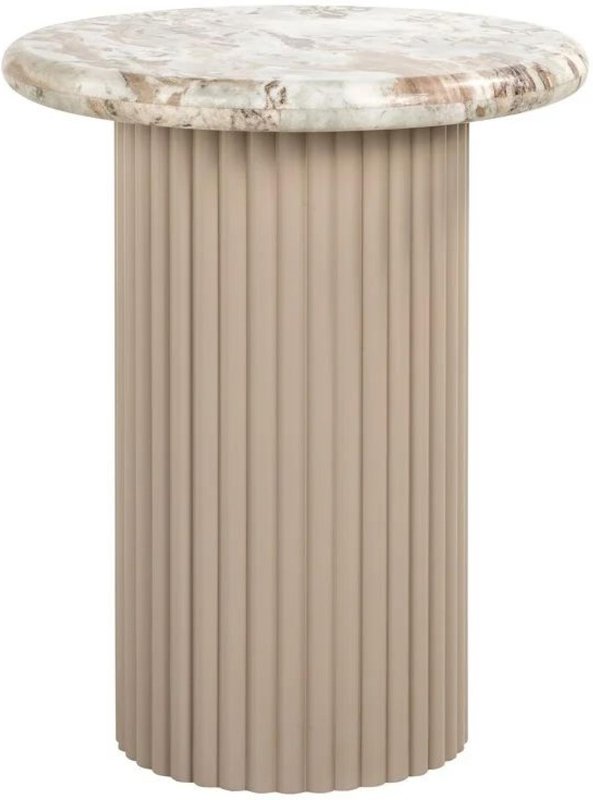 Photo 1 of Coronel beige marble round end table with fluted base Photo 1 of Coronel beige marble round end table with fluted base