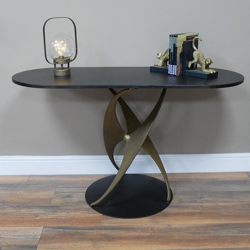 Photo 1 of Side table - black metal - oval Photo 1 of Side table - black metal - oval