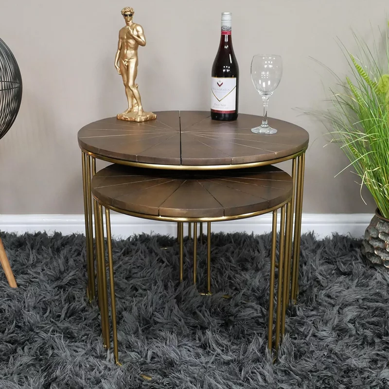 Photo 1 of Side tables - mango wood - round - 2 piece Photo 1 of Side tables - mango wood - round - 2 piece