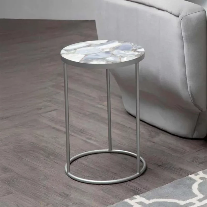 Photo 1 of Inventivo side table - blue marble with round agate Photo 1 of Inventivo side table - blue marble with round agate