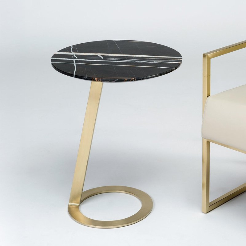 Photo 1 of Loop accent table - round - marble with brass base - variation available Photo 1 of Loop accent table - round - marble with brass base - variation available