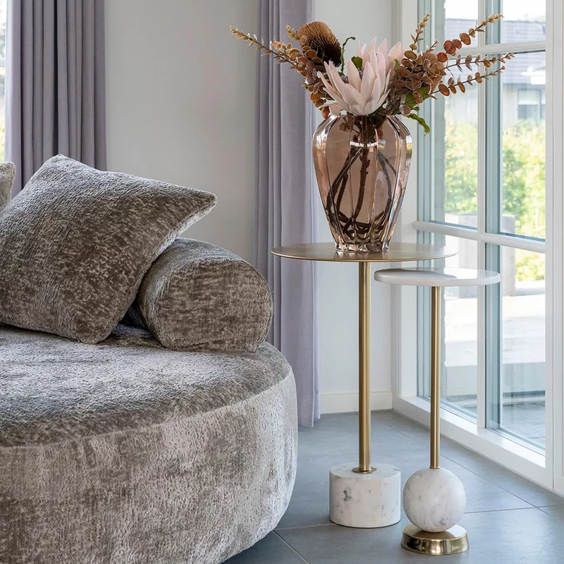 Photo 1 of Salo side table - round - white - marble effect Photo 1 of Salo side table - round - white - marble effect