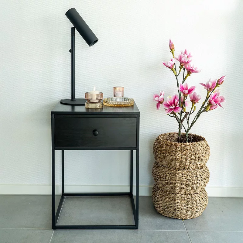 Photo 1 of Vita 1 drawer side table - black melamine Photo 1 of Vita 1 drawer side table - black melamine