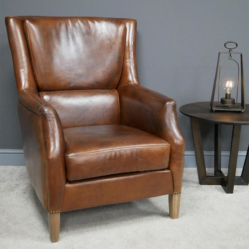 Photo 1 of Reading armchair - brown leather Photo 1 of Reading armchair - brown leather