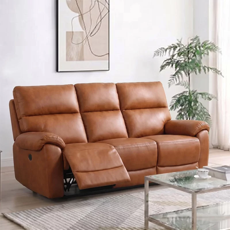 Photo 1 of Rocco sofa - power recliner - tan leather - 3 seater Photo 1 of Rocco sofa - power recliner - tan leather - 3 seater