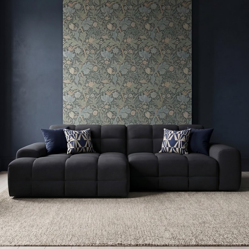 Photo 1 of Jacob corner sofa - black fabric - lhf Photo 1 of Jacob corner sofa - black fabric - lhf