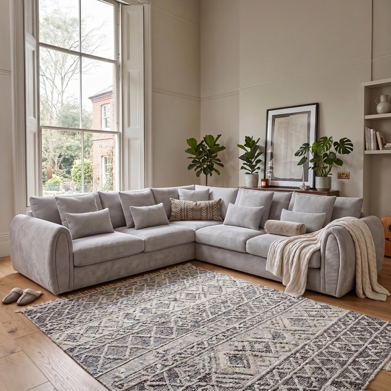 Photo 1 of Mirabel large corner sofa - grey fabric Photo 1 of Mirabel large corner sofa - grey fabric
