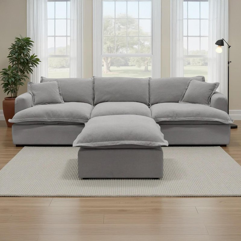 Photo 1 of Santa barbara modular sofa - grey fabric - with footstool Photo 1 of Santa barbara modular sofa - grey fabric - with footstool