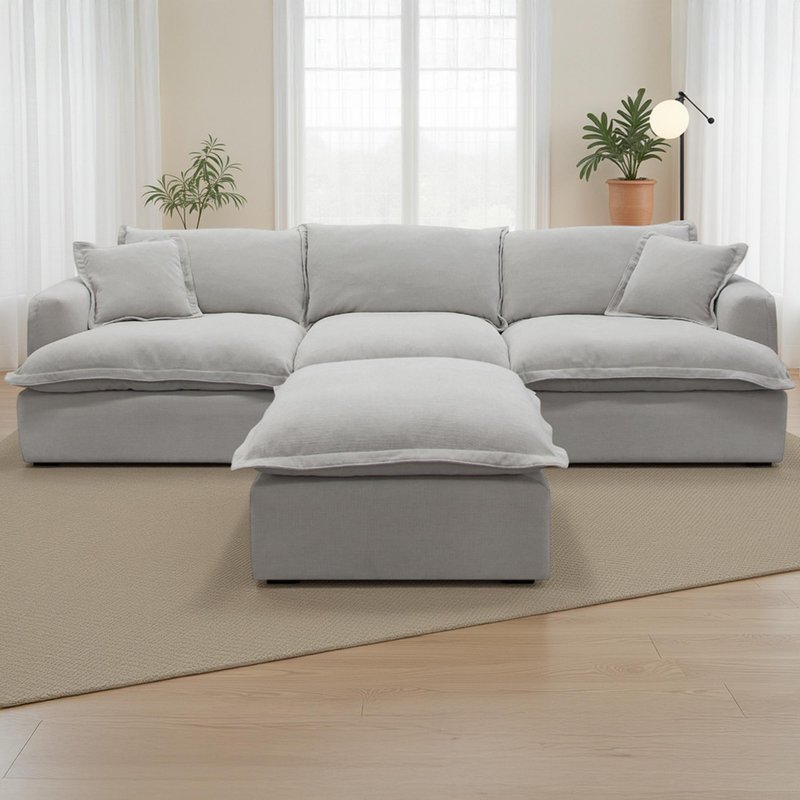 Photo 1 of Santa barbara modular sofa - stone fabric - with footstool Photo 1 of Santa barbara modular sofa - stone fabric - with footstool