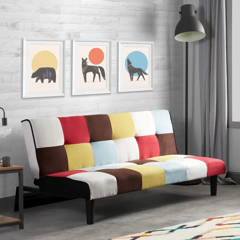 Photo 1 of Aurora sofa bed - rainbow patchwork fabric Photo 1 of Aurora sofa bed - rainbow patchwork fabric