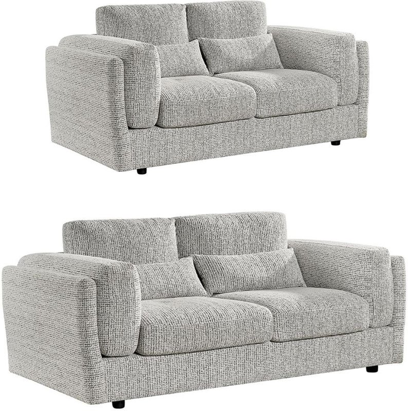 Photo 1 of Bari sofa set - grey fabric - 3+2 seater Photo 1 of Bari sofa set - grey fabric - 3+2 seater