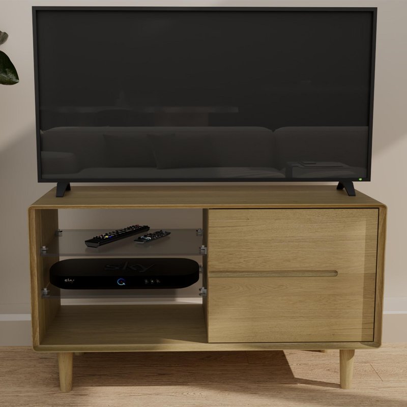 Photo 1 of Scandic tv unit - 2 drawer - small - oak Photo 1 of Scandic tv unit - 2 drawer - small - oak