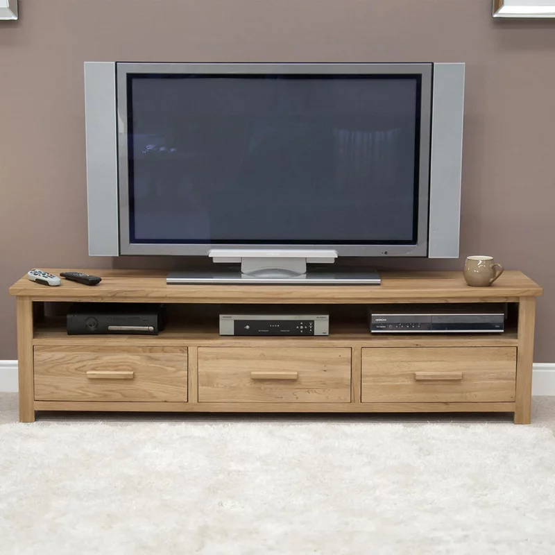 Photo 1 of Opus plasma tv unit - 3 drawer - large - oak Photo 1 of Opus plasma tv unit - 3 drawer - large - oak