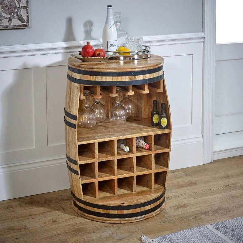Photo 1 of Surrey wine cabinet - barrel - solid mango wood Photo 1 of Surrey wine cabinet - barrel - solid mango wood