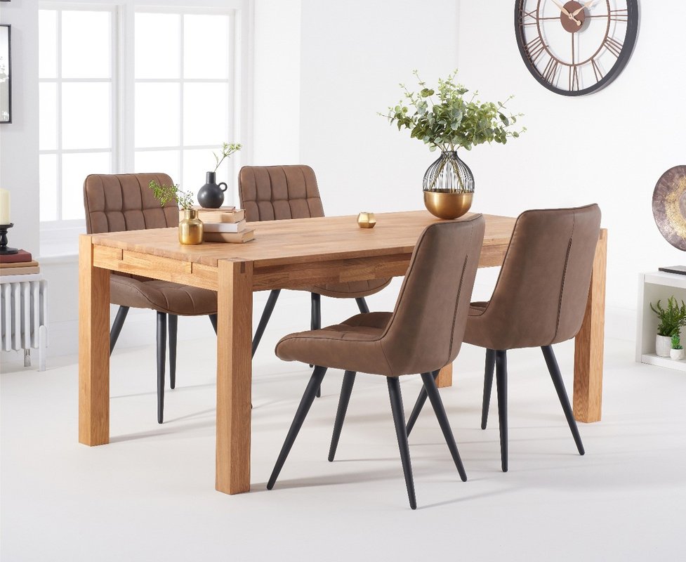 Photo 1 of Thetford 180cm oak table with 8 brown larson chairs Photo 1 of Thetford 180cm oak table with 8 brown larson chairs