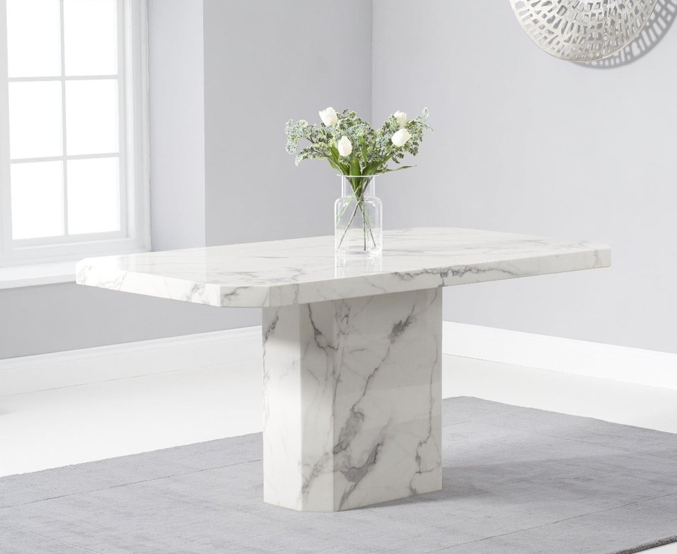 Photo of Belle 160cm marble white dining table Photo of Belle 160cm marble white dining table
