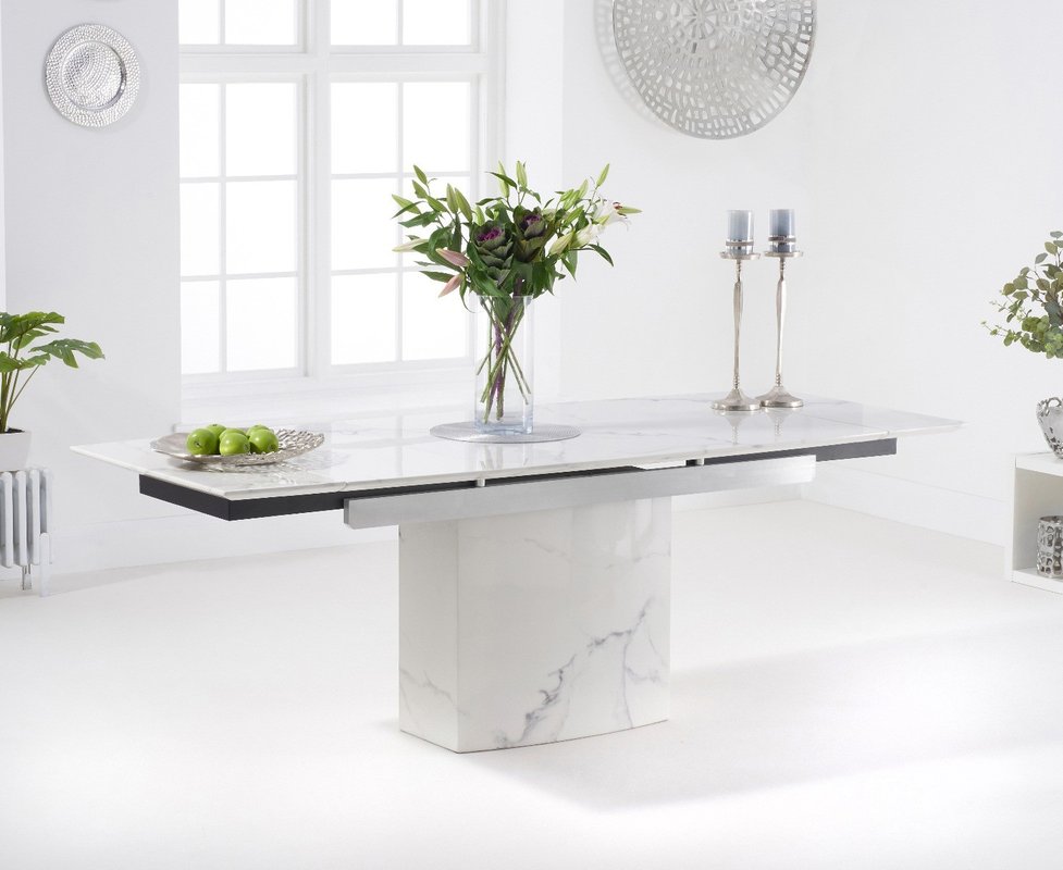 Photo 1 of Extending savona 160cm white ceramic dining table Photo 1 of Extending savona 160cm white ceramic dining table