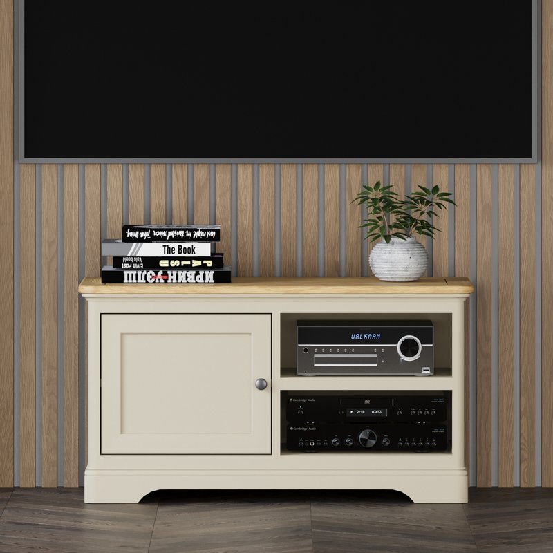Photo of Madley oak and cream painted small tv cabinet Photo of Madley oak and cream painted small tv cabinet