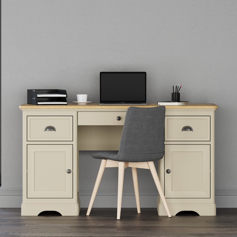 Photo of Madley oak and cream painted computer desk Photo of Madley oak and cream painted computer desk
