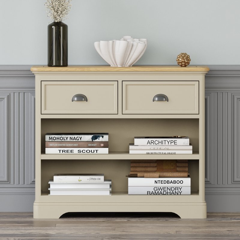 Photo of Madley oak and cream painted storage console table Photo of Madley oak and cream painted storage console table