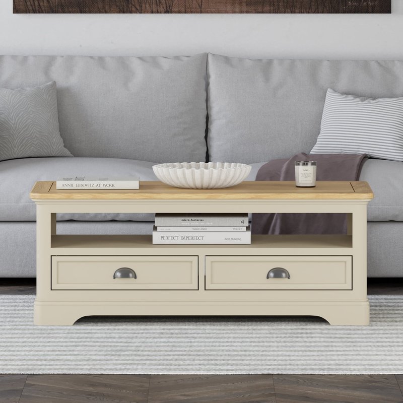 Photo of Madley oak and cream painted 4 drawer coffee table Photo of Madley oak and cream painted 4 drawer coffee table