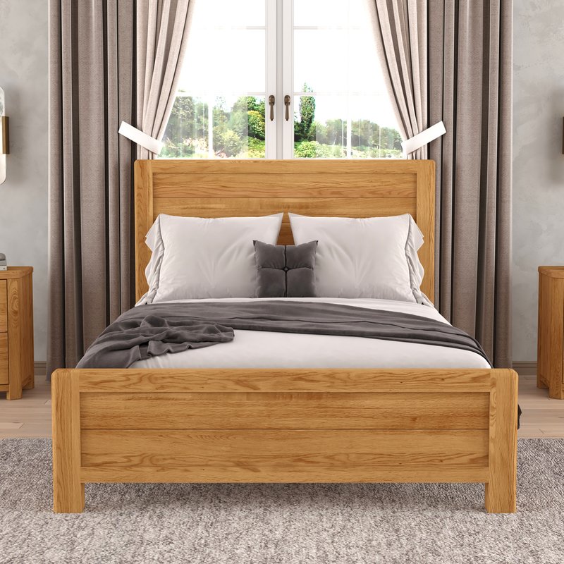 Photo of Somerton curved solid oak double bed Photo of Somerton curved solid oak double bed