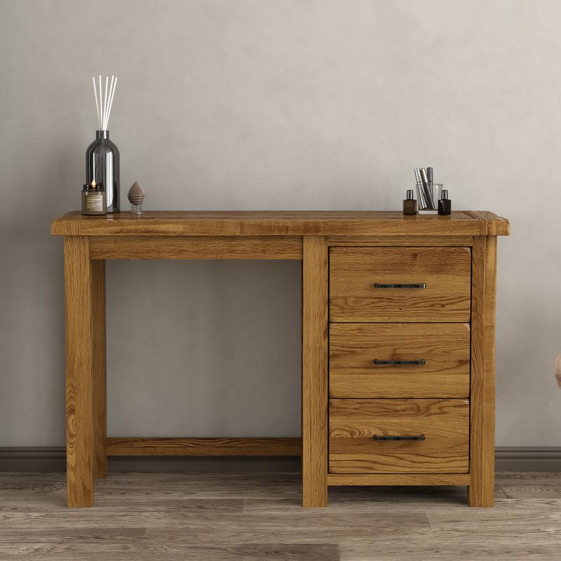 Photo of Rustic solid oak 3 drawer dressing table | dovetail drawers Photo of Rustic solid oak 3 drawer dressing table | dovetail drawers