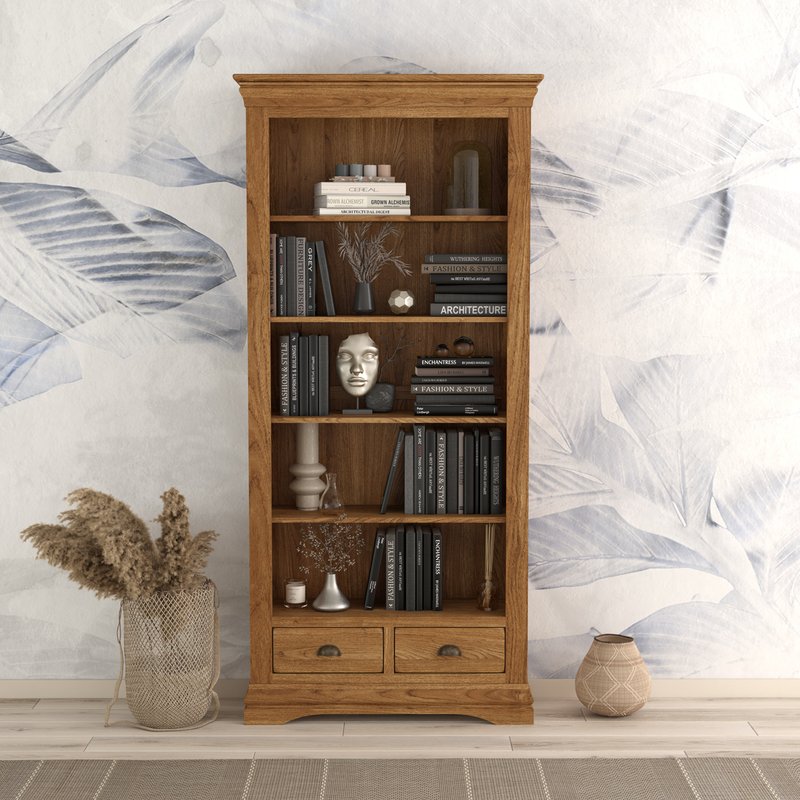 Photo of Burford rustic solid oak tall bookcase Photo of Burford rustic solid oak tall bookcase
