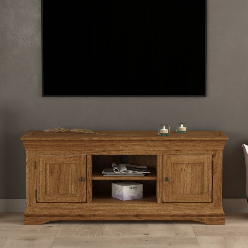 Photo of Burford rustic solid oak large tv unit Photo of Burford rustic solid oak large tv unit