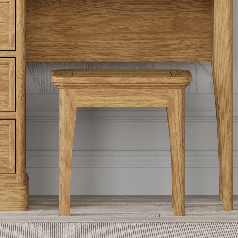 Photo of Cambridge solid oak dressing stool Photo of Cambridge solid oak dressing stool