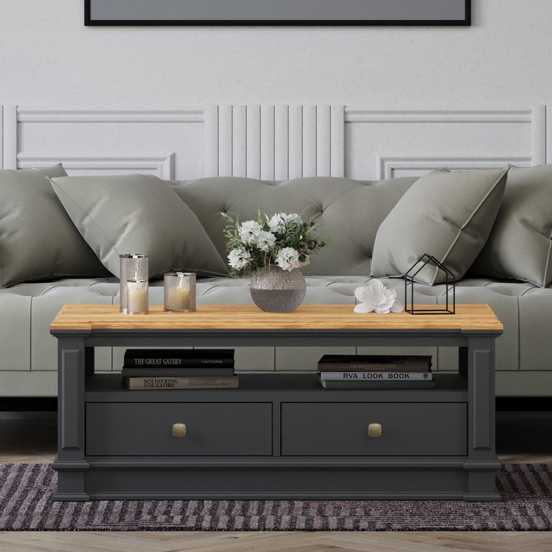 Photo of Lawson oak and charcoal grey painted coffee table Photo of Lawson oak and charcoal grey painted coffee table