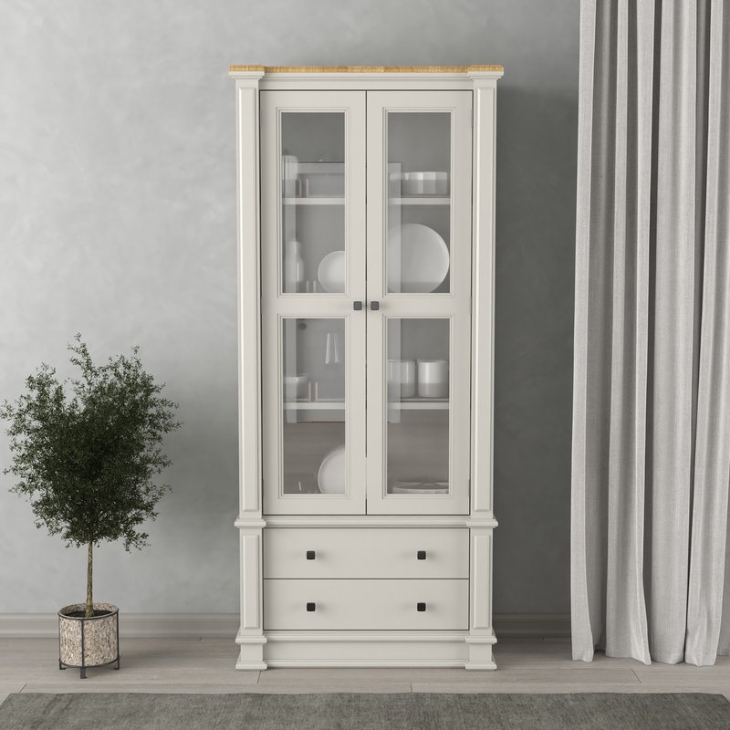 Photo of Lawson oak and soft white painted glazed display cabinet Photo of Lawson oak and soft white painted glazed display cabinet