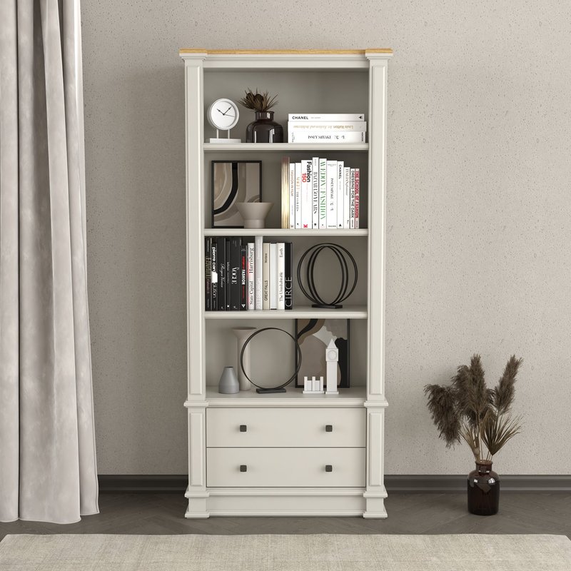Photo of Lawson oak and soft white painted tall bookcase Photo of Lawson oak and soft white painted tall bookcase