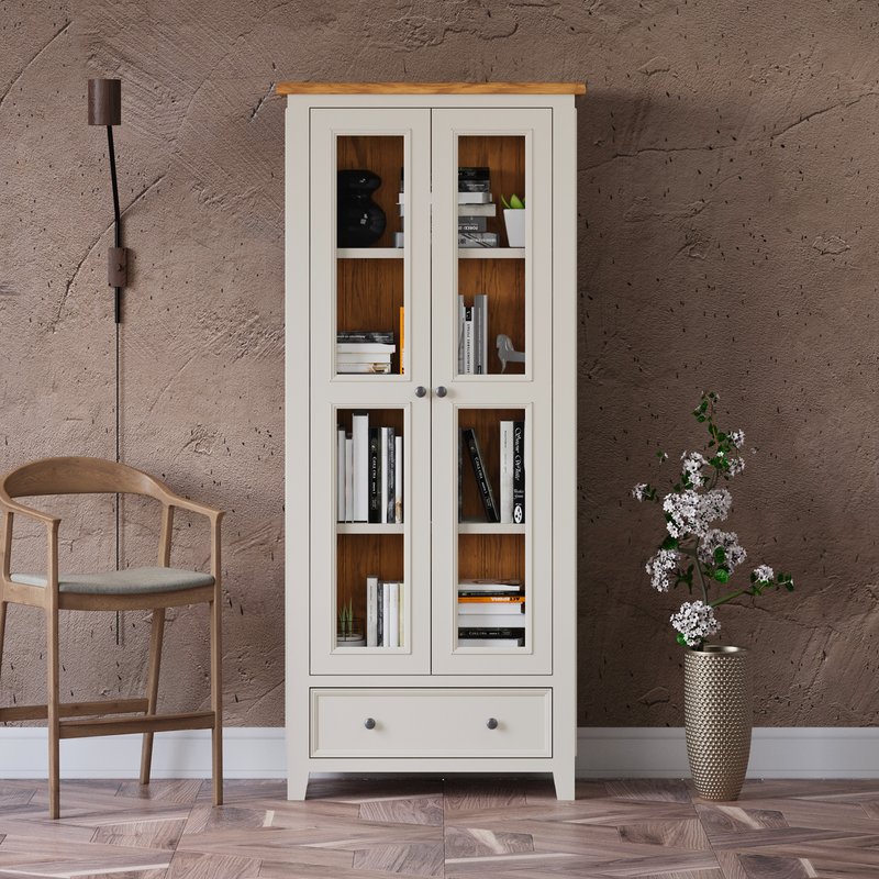 Photo of Weymouth oak and soft white painted glazed display cabinet Photo of Weymouth oak and soft white painted glazed display cabinet