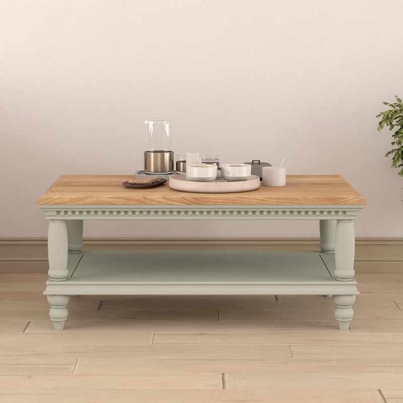 Photo of Francis oak and soft green painted petite coffee table Photo of Francis oak and soft green painted petite coffee table