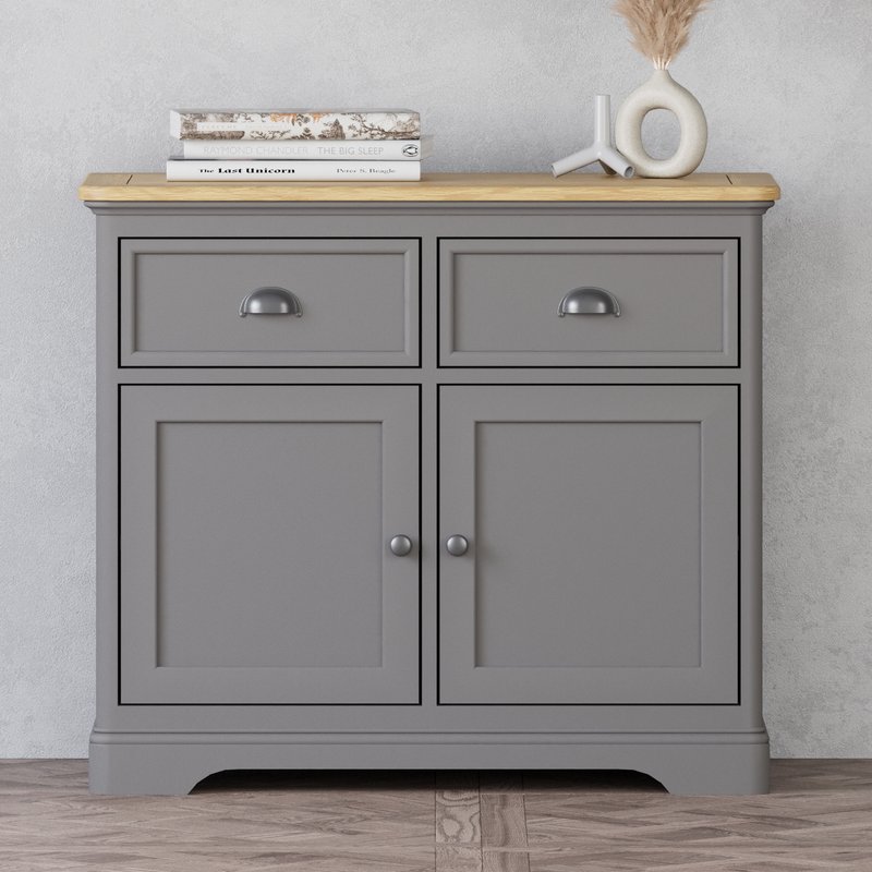 Photo of Felton oak and light grey painted small sideboard Photo of Felton oak and light grey painted small sideboard
