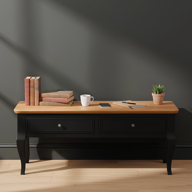 Photo of Chateau noir oak and black painted coffee table Photo of Chateau noir oak and black painted coffee table