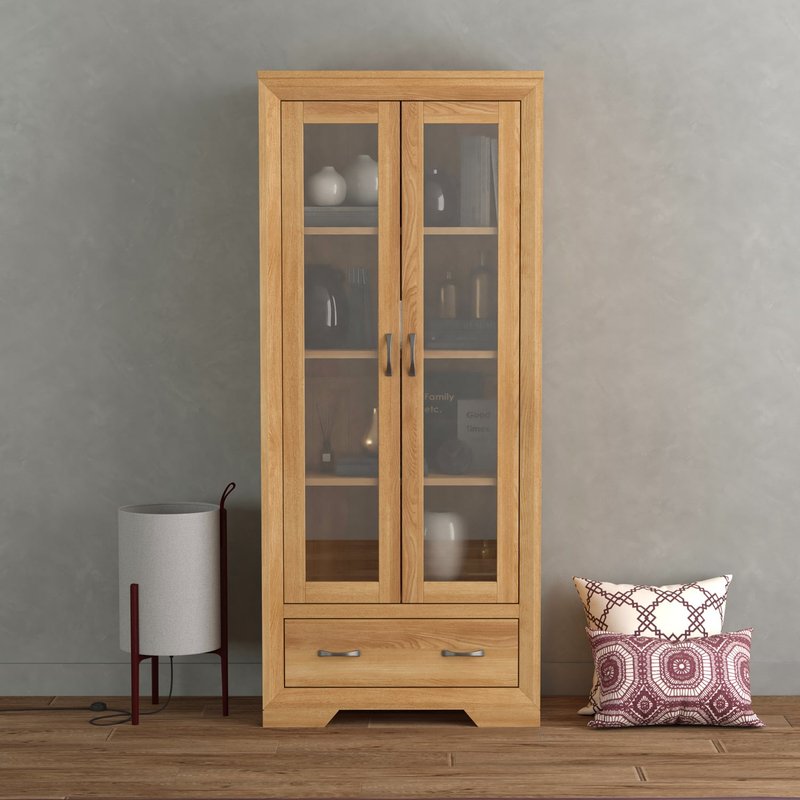Photo of Tilt 100 solid oak glazed display cabinet Photo of Tilt 100 solid oak glazed display cabinet