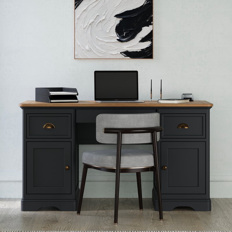 Photo of Bridstow oak and blue painted computer desk Photo of Bridstow oak and blue painted computer desk