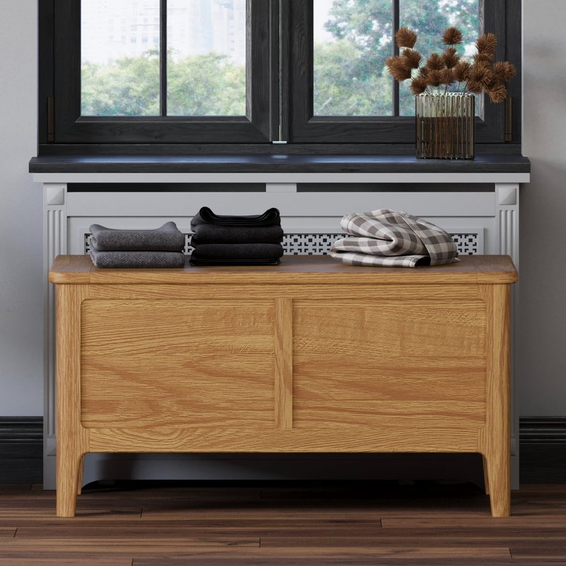 Photo of Solid oak blanket box & storage ottoman Photo of Solid oak blanket box & storage ottoman
