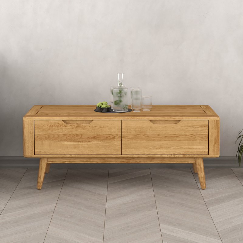 Photo of Rosa solid oak 4 drawer storage coffee table Photo of Rosa solid oak 4 drawer storage coffee table