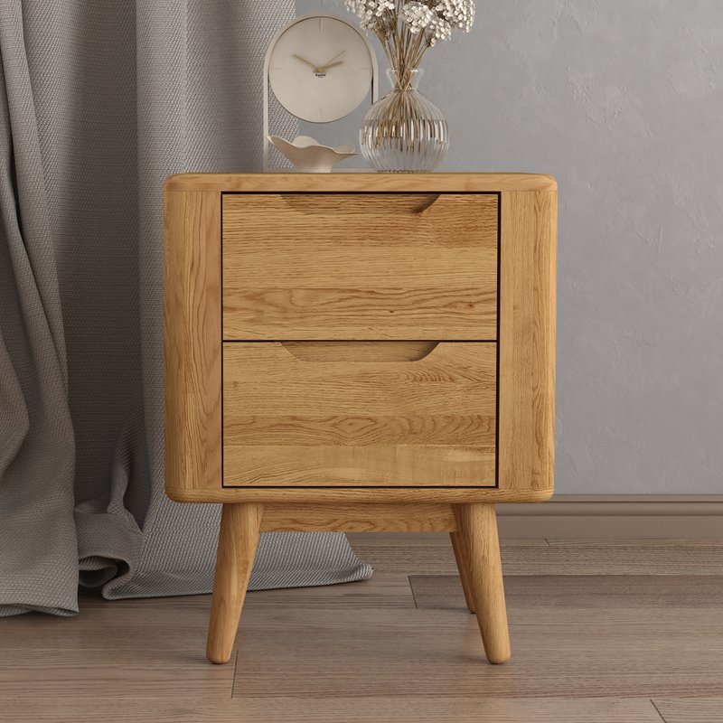 Photo of Rosa solid oak 2 drawer bedside chest Photo of Rosa solid oak 2 drawer bedside chest